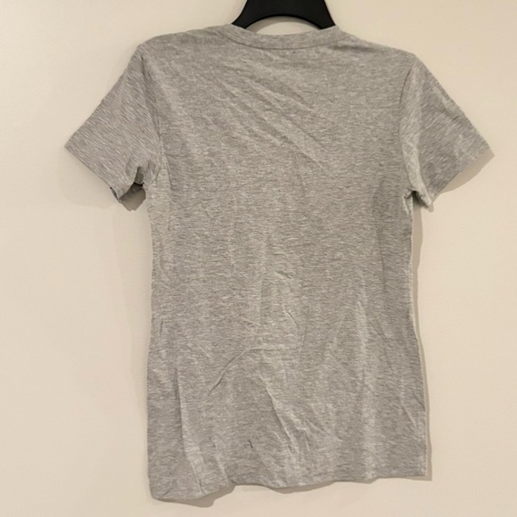 Adidas Women's Badge of Sport Logo Cotton T-Shirt Medium Grey Heather/Red, Top - Picture 9 of 10